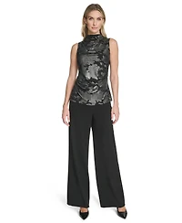 Calvin Klein Women's Novelty Printed Ruched Top