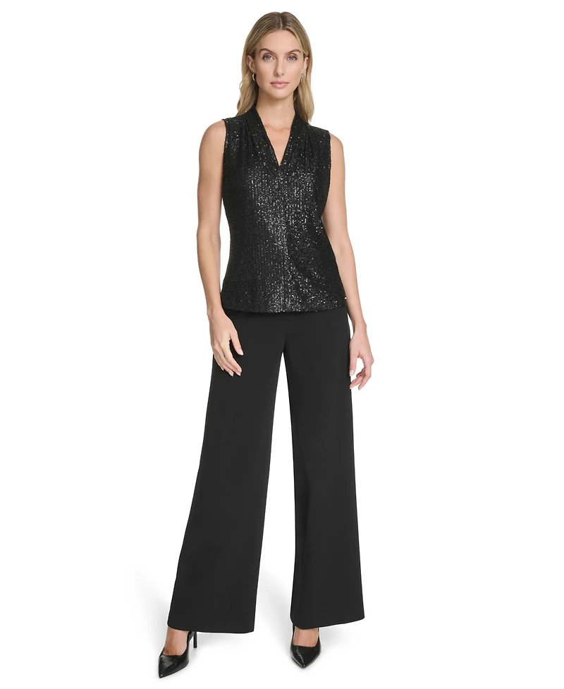 Calvin Klein Women's Sequin Detail V-Neck Blouse