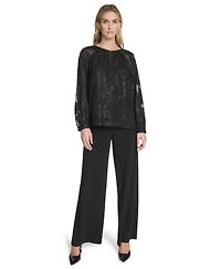 Calvin Klein Women's Raglan Sleeve Metallic Blouse