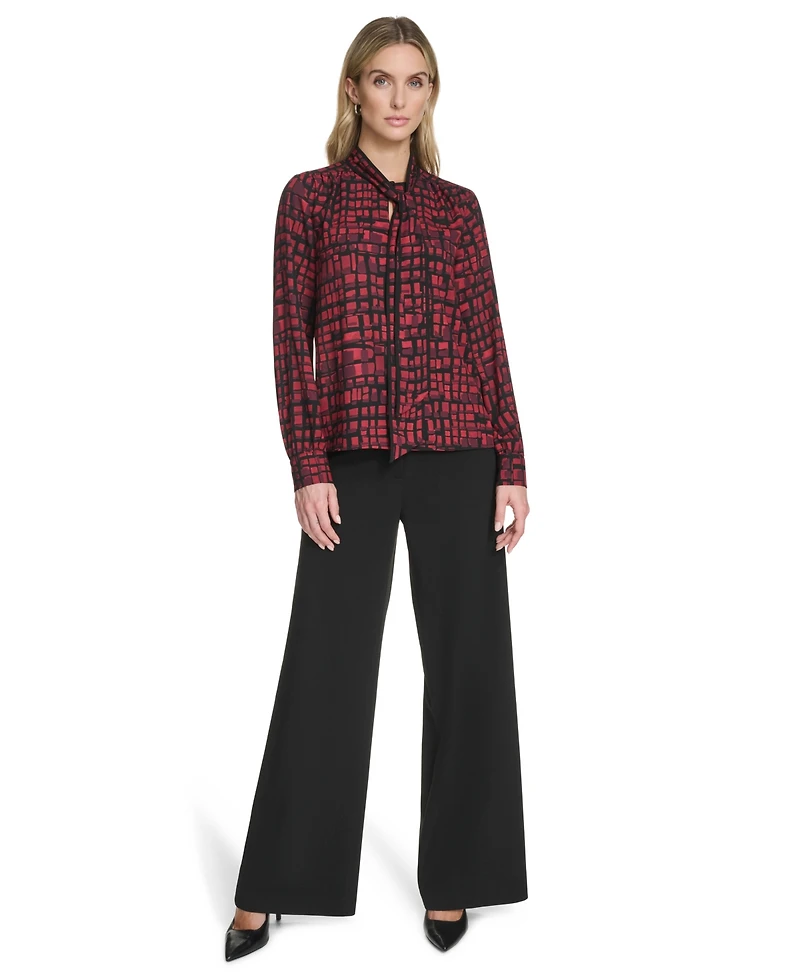 Calvin Klein Women's Tie-Front Printed Blouse