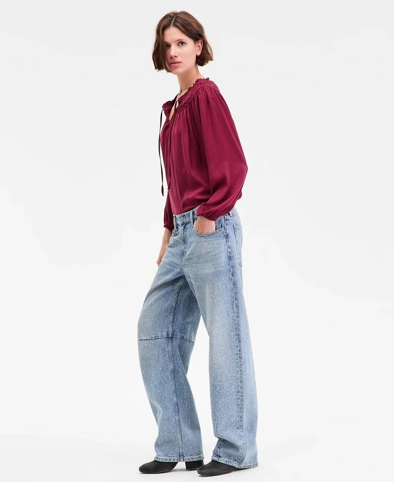 Lucky Brand Women's Legend Rhinestone Stud Barrel-Leg Jeans