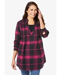 Woman Within Plus Flannel Tunic With Layered Look