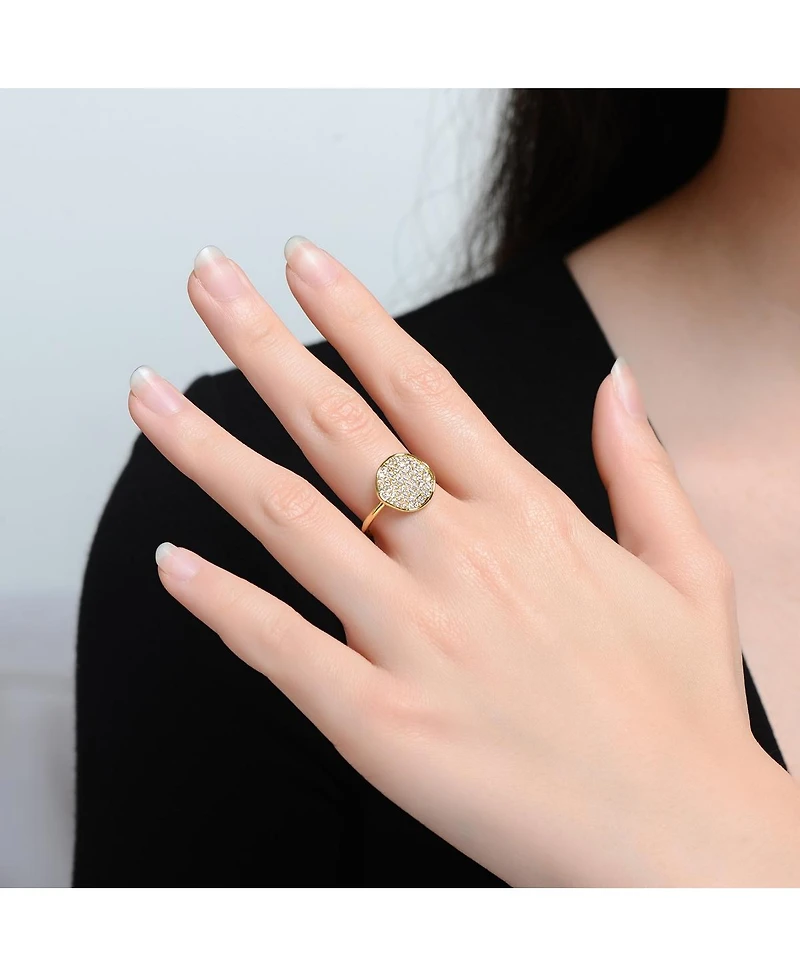 Rachel Glauber 14K Gold Plated with Clear Cubic Zirconia Cocktail Ring