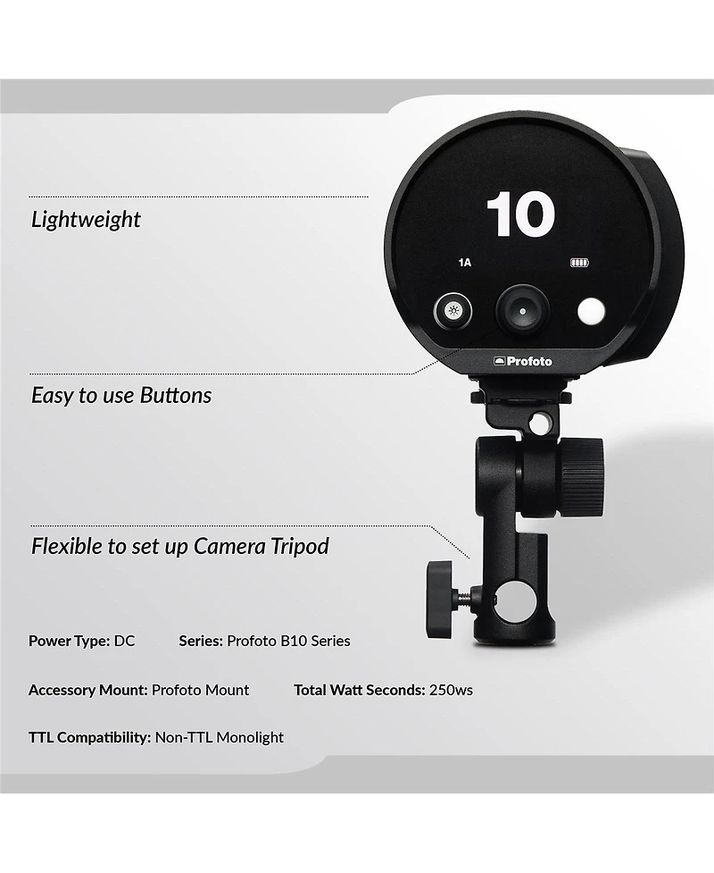 Profoto B10X Off Camera Flash Head Bundle with Flashpoint Pro Air-Cushioned Heavy-Duty Light Stand (Red, 9.5