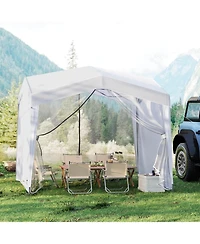 Costway 10 X 10 Ft Pop up Canopy Tent with 4 Sidewalls Mesh Netting Wheeled Bag 8 Stakes
