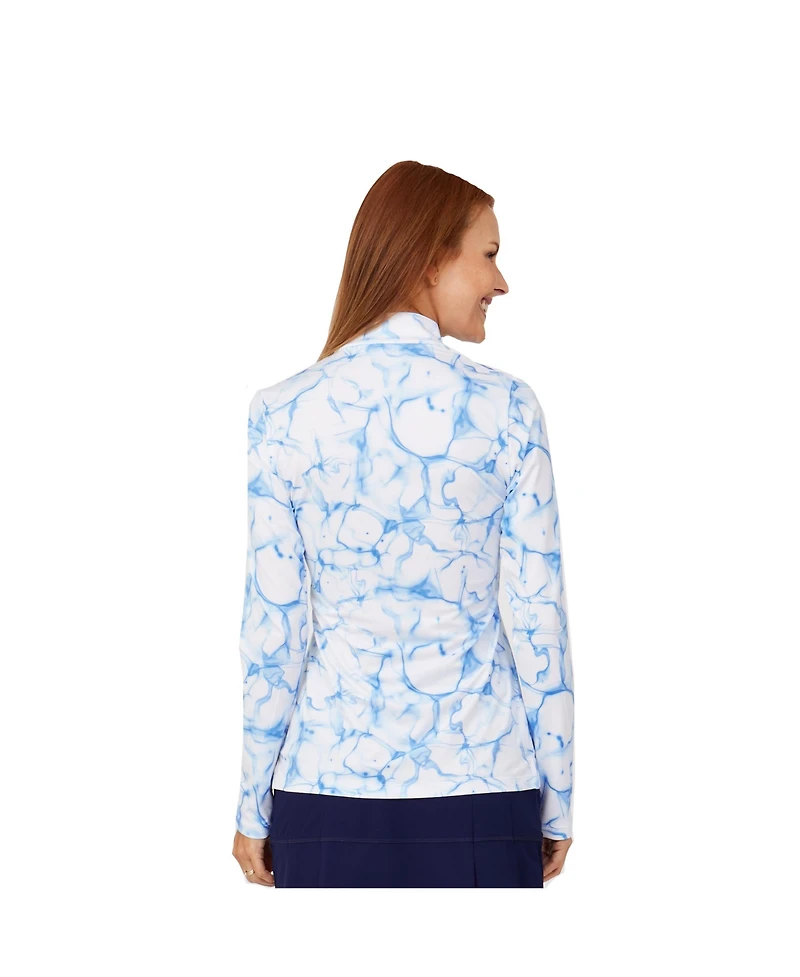 Sofibella Women's Long Sleeve Uv Feather Golf 1/4 Zip