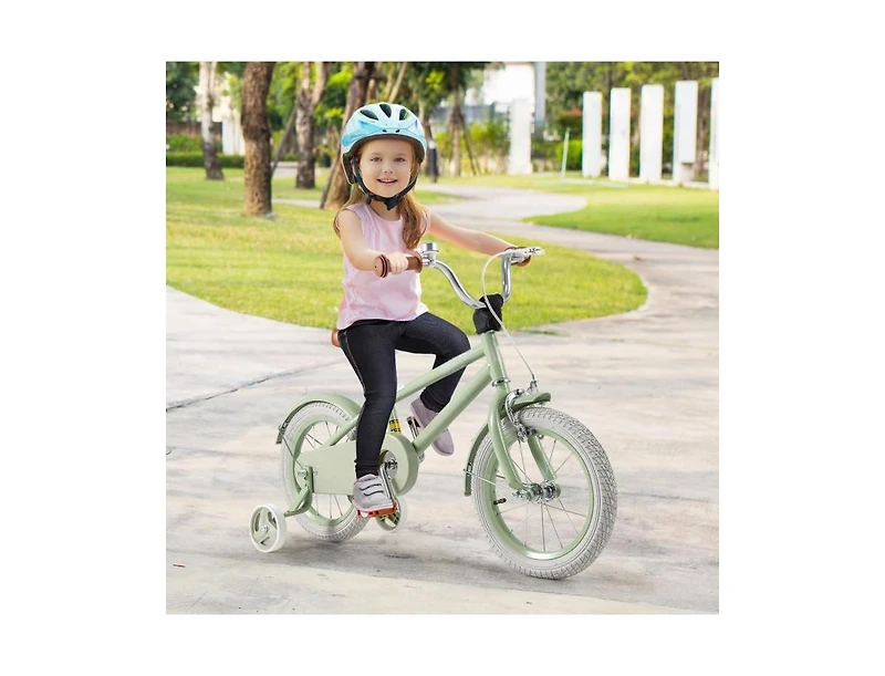 14-Inch Kids Bike with Adjustable Handlebar & Saddle – Green