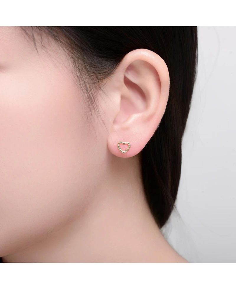 Rachel Glauber 14K Gold Plated Heart Design Stud Earrings