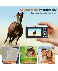 64MP Digital Camera with 4K Video, 16X Zoom, Flip Screen, Autofocus, Type-c Charging, and 32GB Card