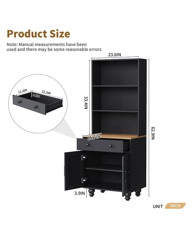 Casainc Farmhouse Storage Cabinet with Adjustable Shelves and Drawer for Kitchen or Living Room