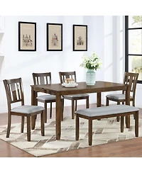 Casainc 6 Piece Rectangular Dining Table Set with Chairs and Bench for Kitchen or Dining Room