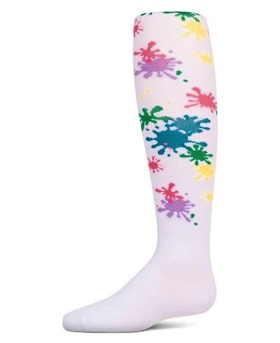 Memoi Girls Splatter Paint Opaque Stretch Cotton Tights