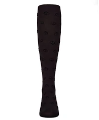 Memoi Girls Opaque "Overlapped Heart" Flocked Tights