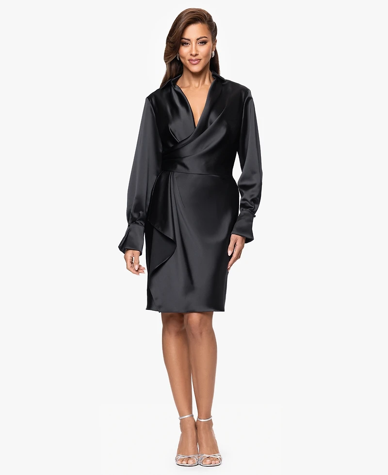 Xscape Women's Long Sleeve Midi Dress