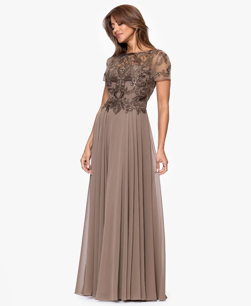 Xscape Women's Boat Neck Beaded Dress
