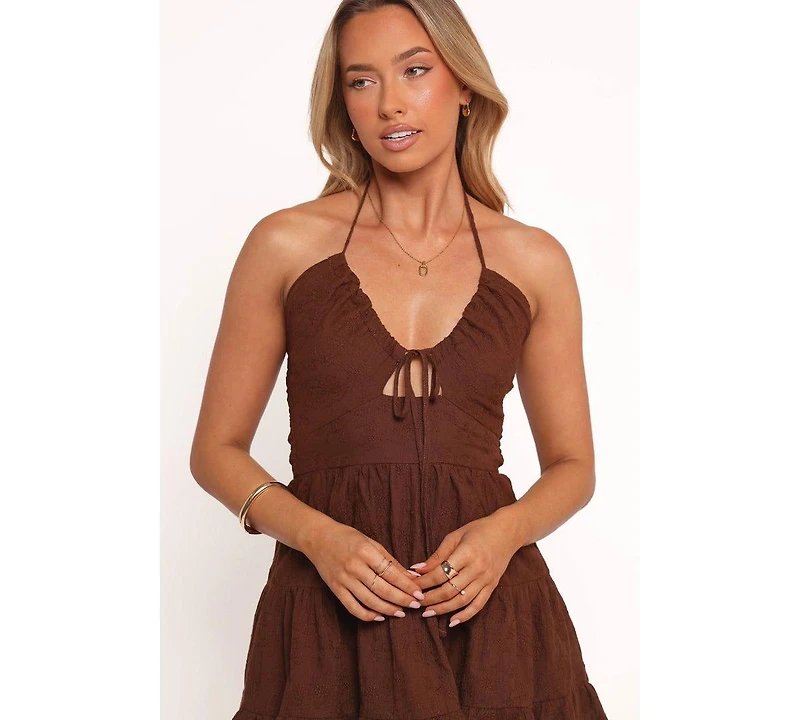 Petal and Pup Rilie Halterneck Mini Dress - Brown