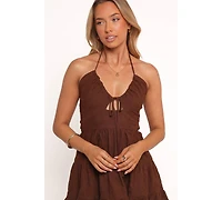Petal and Pup Rilie Halterneck Mini Dress - Brown