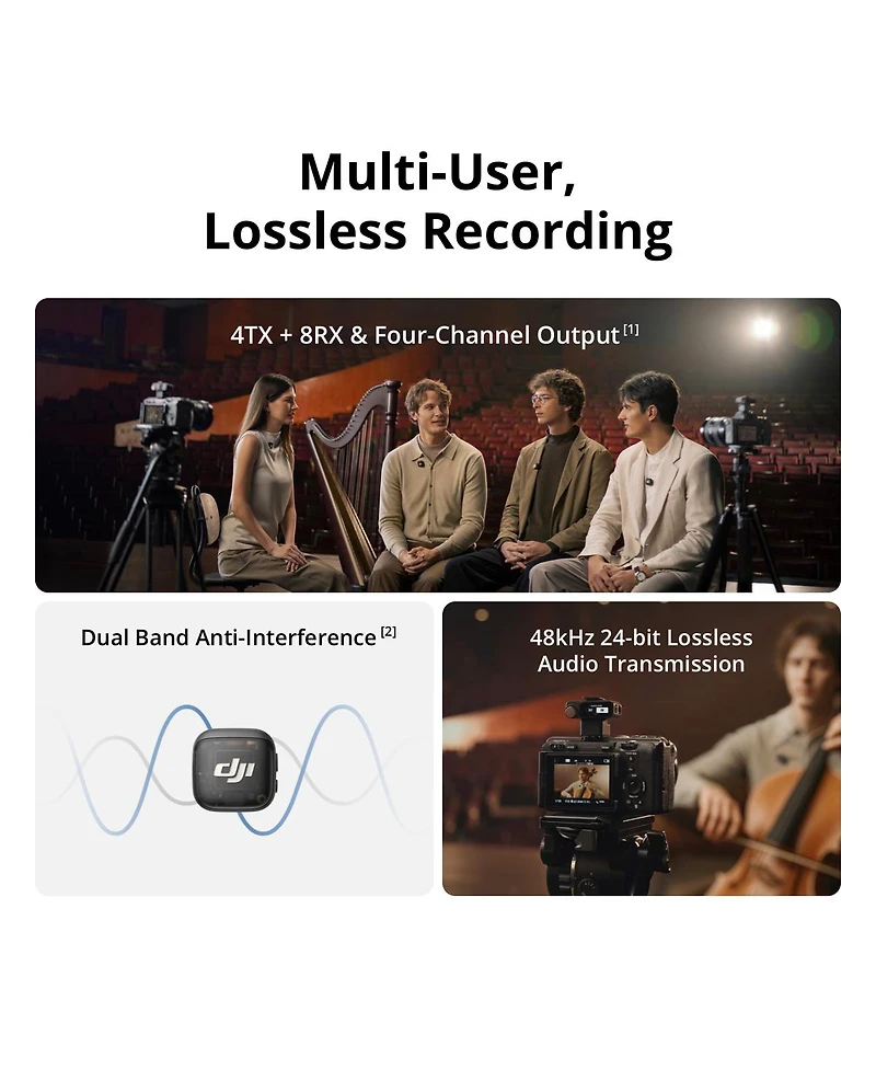 Dji Mic 3 2-Person Advanced Mini 2.4GHz Wireless Microphone System with Charging Case