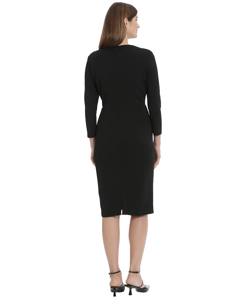 Maggy London Women's 3/4-Sleeve Tuxedo Belted Waist Dress
