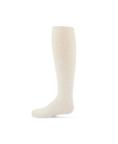 Memoi Girls Opaque Flocked Heart Nylon Tights