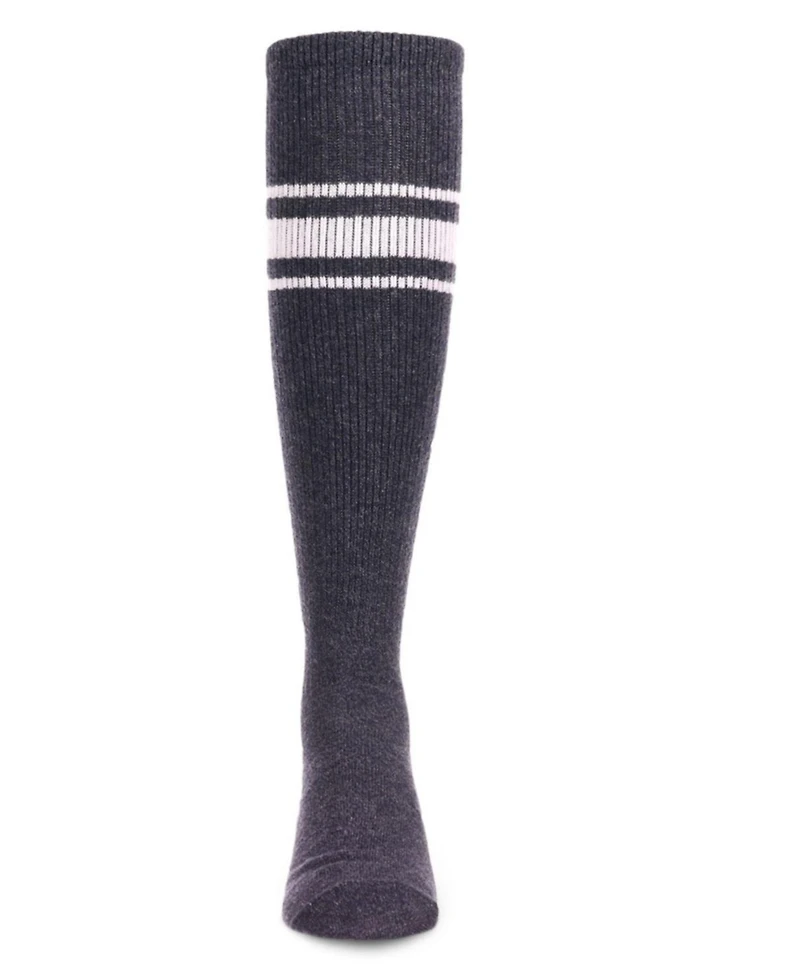 Memoi Big Girls Marled Ribbed Stripe Cotton Blend Knee High Socks