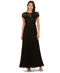 Adrianna Papell Petite Beaded Pleated Dress