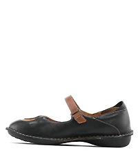 Azura Woman's Spring Step Cosmic Leather Mary Jane Flats with Hook-and-Loop Strap and Contrast Stitching