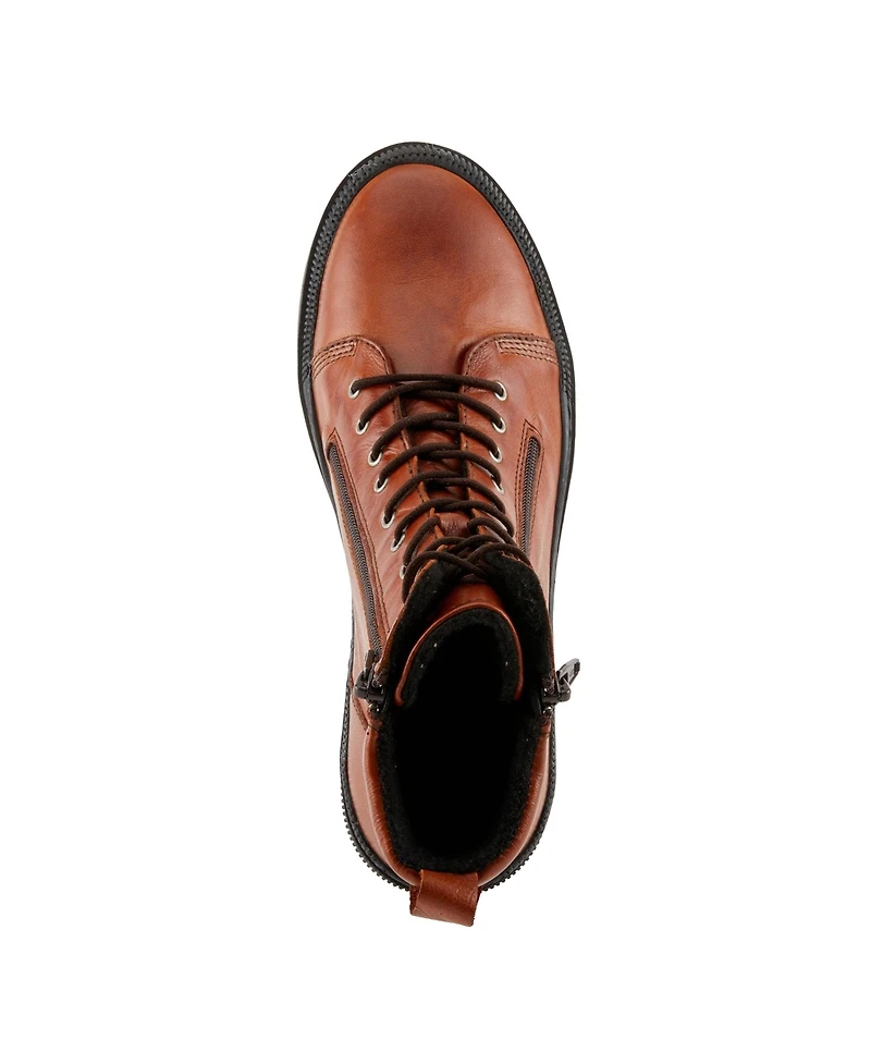Spring Step Hoylein Leather Combat-Style Boot with Double Zippers and Removable Insole