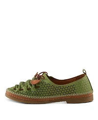 Spring Step Berna-perf Leather Perforated Slip-On Flats with Elastic Laces
