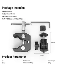 SmallRig 2 Pack CoolClamp Mount with 1/4" Screw Ball Head Mount