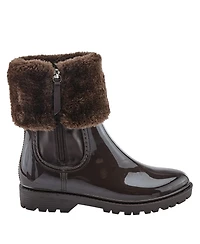 Azura Spring Step Wellies Faux Fur Trim Waterproof Rain Boot with Zipper and Padded Insole