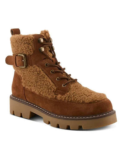 Azura Spring Step Namiko Suede and Sherpa Bootie with Faux Fur Lining Lug Sole