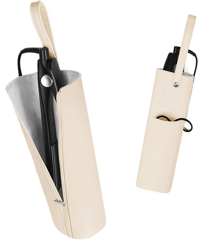 Bubm Beige Heat Resistant Hair Tool Organizer - 11.4”x3.5”x2.8” Travel Pouch for Curling Irons, Flat Irons & Straighteners