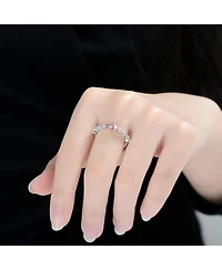 Rachel Glauber Two Tone with Pink & Clear Cubic Zirconia Halo Ring
