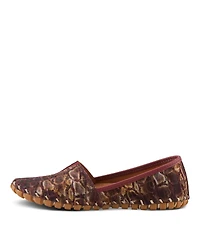 Spring Step Kathaleta-Spice Metallic Croco Slip-On Leather Flats with Removable Insole & Arch Support