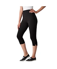 Woman Within Plus Stretch-Cotton Knit Pull-On Capri Leggings