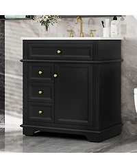 Slickblue Bathroom Vanity with Sink Soft Closing Door Tip-Out Drawer and Three Drawers