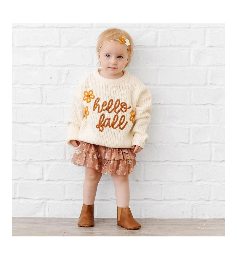 Sweet Wink Little and Big Girls Hello Fall Knit Sweater