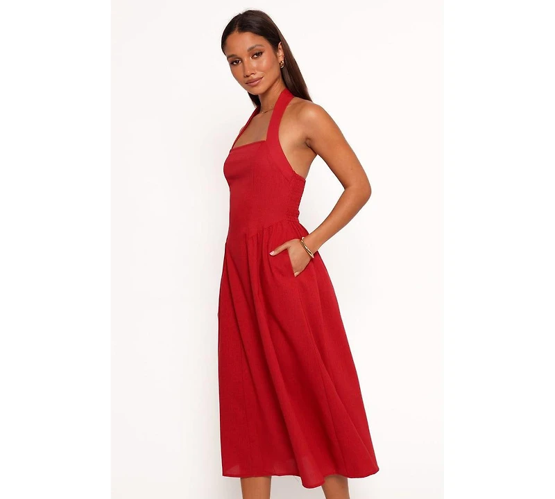 Petal and Pup Women's Ramona Halterneck Midi Dress - Red