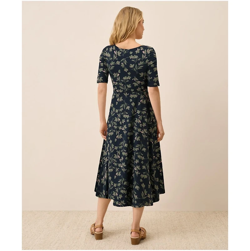Pact Women's Organic Cotton Fit & Flare Scoop Midi Dress