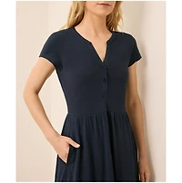 Pact Women's Organic Cotton Relaxed Slub Henley Market Dress