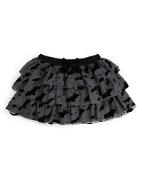 Sweet Wink Little and Big Girls Flocked Bats Halloween Bow Tiered Tutu Skirt
