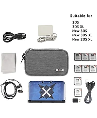 Bubm Gray Travel Case for Nintendo 3DS/3DS Xl/New 2DS Xl - Double Compartment Protective Carrying Bag with Accessory Storage