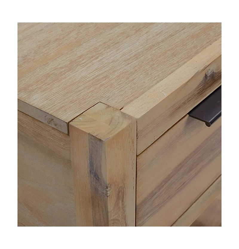 Nightstand Natural wood Solid Acacia wood, Mdf, Acacia veneer Small