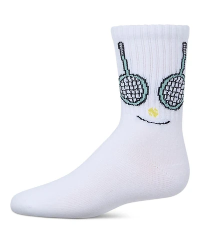 Memoi Girls' Tennis Smiley Face Crew Socks