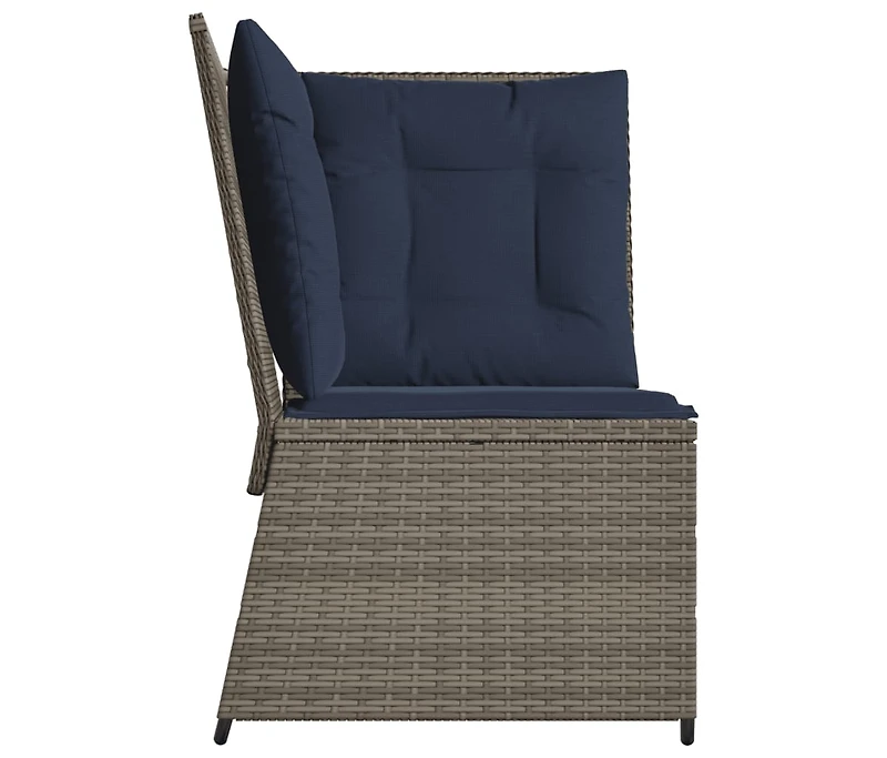 Patio Sofa Gray, Navy Blue Pe Rattan, Powder-Coated Steel Medium