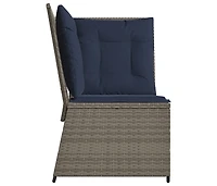 Patio Sofa Gray, Navy Blue Pe Rattan, Powder-Coated Steel Medium