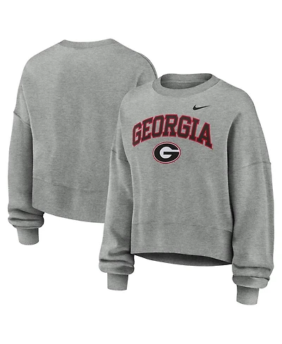 Nike Women's Heather Gray Georgia Bulldogs Oversized Phoenix Arch Pullover Sweatshirt