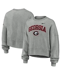 Nike Women's Heather Gray Georgia Bulldogs Oversized Phoenix Arch Pullover Sweatshirt