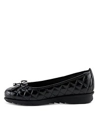 Spring Step Ballequina Quilted Leather Ballet Flat with Bow Detail and Removable Insole